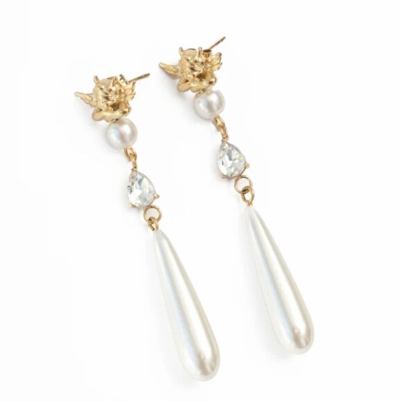*NEW WITH TAG & BOX* Boys Lie - April Showers Gold Drop Earrings with Post - Picture 2 of 2